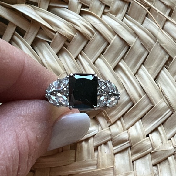 SOLD! BLACK DIAMOND 3.5CT w/ Clear CZs Silver Ring - Picture 4 of 8